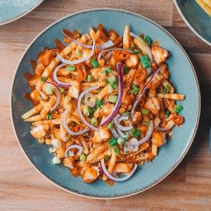 Halloumi, Crispy Onions and Sriracha Mayo